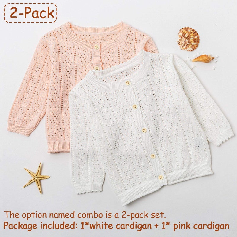 Simplee kids Baby Girl Thin Sweater Solid Cardigans Baby Girls Long Sleeve Coat Cardigan for Spring 6-12 Months - Image 3